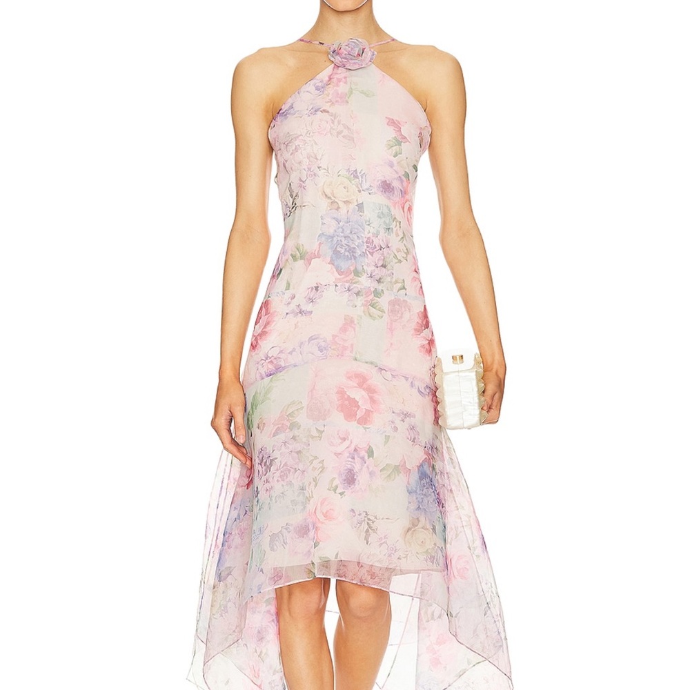 Amanda Uprichard Pink and Purple Asymmetrical High-Low Sheath Dress